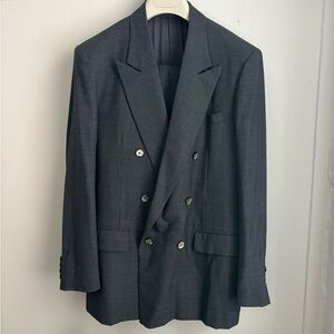 Elegant Charcoal Double-Breasted Suit
